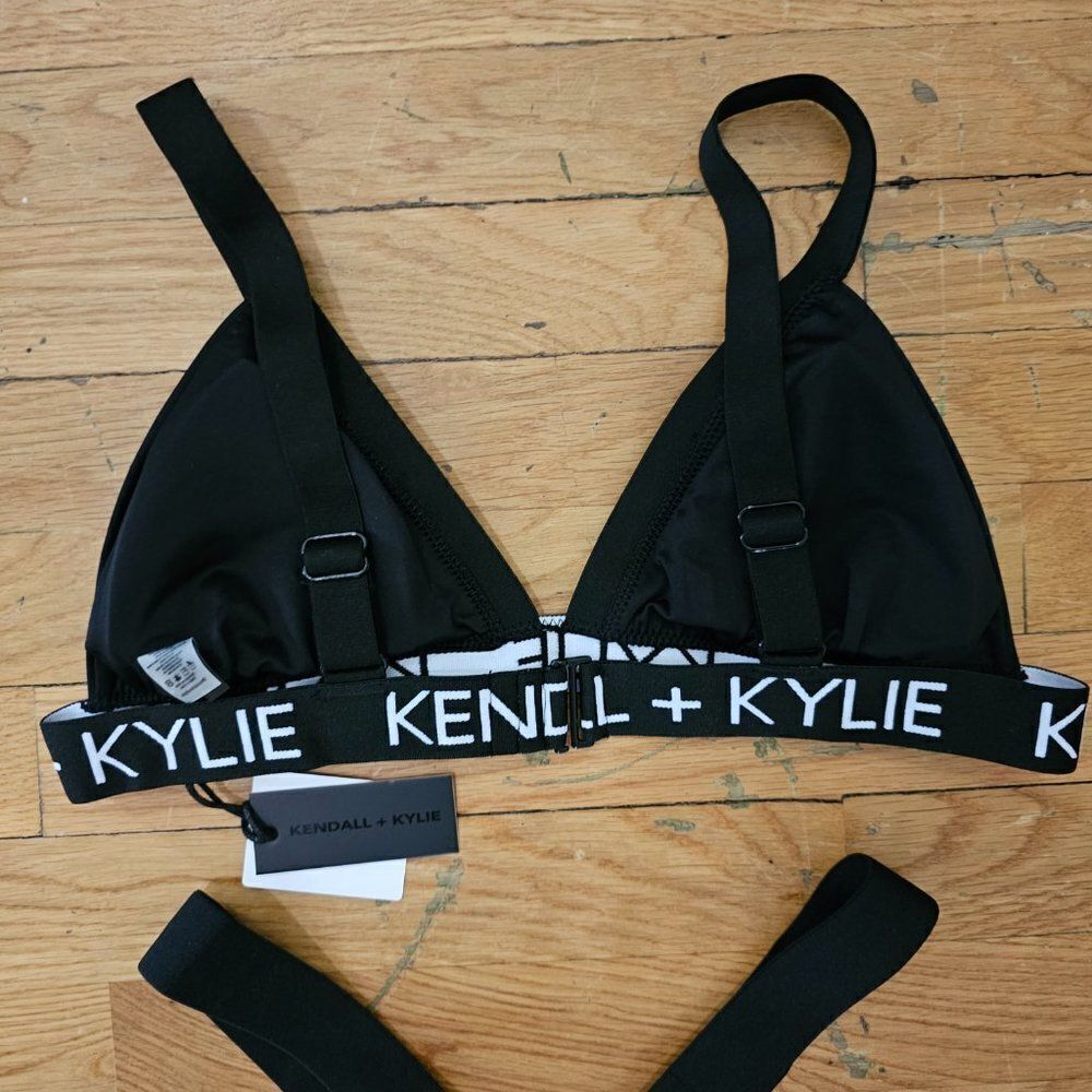 Kendall & Kylie Women's Black Logo Brand Bikini Top bandage logo Bottom Size XL - Picture 8 of 15
